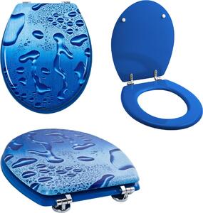 Sedile WC Grafner® con chiusura ammortizzata Motivo coperchio WC Blue Droplets