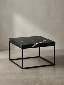 Tavolino da salotto 60x60x38 cm Nero Tavolino da divano effetto marmo Moderno, Tavolino da salotto di design Quadrato, Tavolino da salotto piccolo, Tavolino da caffè Gambe in metallo