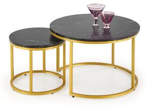 Set di 2 Tavolini da caffè Paola effetto marmo nero/oro