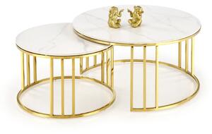 Set di 2 Tavolini da caffè Mercury 3 effetto marmo bianco/oro