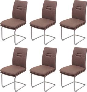 Set da 6 sedie da pranzo | A x L x P 92 x 47 x 57 cm | Altezza della seduta 49 cm | Tessuto/tessuto, acciaio inossidabile spazzolato | Marrone | Sedia da cucina, sedia a sbalzo