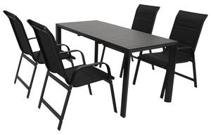 Set da giardino DEGAMO LAGOS, 5 pezzi, alluminio antracite + tessuto sintetico nero