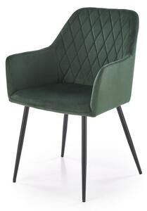 Sedia K558 in velluto verde scuro
