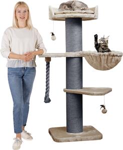 HAPPYPET Premium Tiragraffi per gatti di grossa taglia "Cooper" – Tiragraffi alto 150 cm, tiragraffi per Maine Coon, tronchi spessi 20 cm - Cappuccino