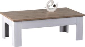 Tavolino ELEGANCE in larice Sibiu repro / finitura chiara San Remo, in stile rustico, 1 cassetto, larghezza 115 cm