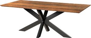 MASSIVMOEBEL24 | Tavolo da pranzo in legno di acacia e resina epossidica nera 260x100x74 laccato natur / gambe incrociate antracite matt EPOXY