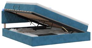 Letto a castello con contenitore LED vidaXL con materasso, blu scuro, 140 x 200 cm, velluto