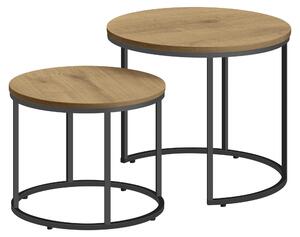 Tavolino Da Salotto - Leobert - Rovere/Gambe Nere - 53 X 45 Cm - Set Da 2