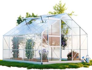 Serra GARMIO® ARONA 310x250 cm per il giardino, semenzaio in alluminio con fondamenta incluse, 4 finestre sul tetto Serra per coltivazione