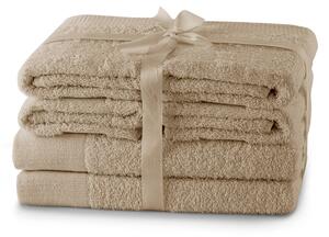 Asciugamani e teli da bagno in spugna di cotone beige in un set di 6 pezzi Amari - AmeliaHome