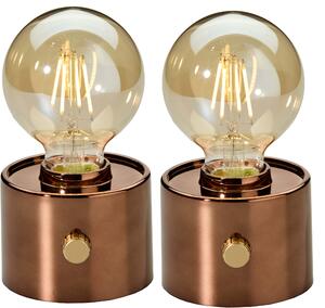 Lampada da tavolo LED vintage a forma di lampadina a incandescenza Edison con batteria ricaricabile, USB-C, dimmerabile tramite interruttore rotante – decorazione moderna, 2 pezzi color bronzo