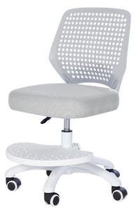 Sedia da ufficio Kinder, grigia, con poggiapiedi - Sedia girevole ergonomica senza braccioli - Regolabile in altezza - Ruote di sicurezza e poggiapiedi - Design moderno e stabile