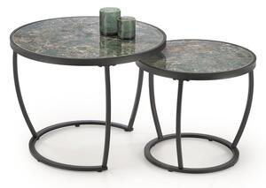 Set di 2 Tavolini da caffè Ines effetto marmo verde/nero