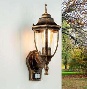 Applique da esterno con rilevatore di movimento IP44 E27 rame vetro alluminio cortile rustico giardino lampada da parete esterna