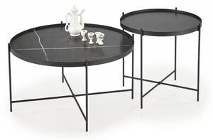Set di 2 Tavolini da caffè Julieta effetto marmo nero/nero
