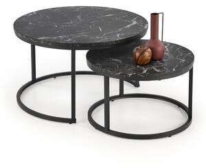 Set di 2 Tavolini da caffè Java effetto marmo nero
