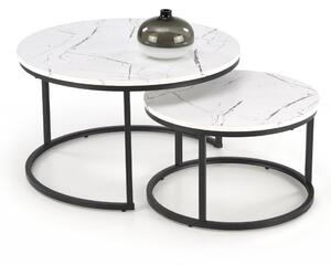 Set di 2 Tavolini da caffè Java effetto marmo bianco/nero