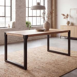 FineBuy tavolo da pranzo rettangolare 180 cm in legno massiccio di acacia - tavolo da sala da pranzo dal design industriale con struttura in metallo, tavolo da cucina in legno massiccio 6 - 8 persone