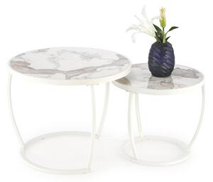 Set di 2 Tavolini da caffè Ines effetto marmo beige/bianco