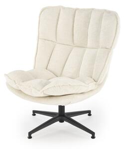 Poltrona girevole Fofana in tessuto crema - H91 cm