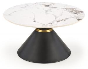 Tavolino da caffè Goretti effetto marmo bianco/nero - ø80/h42 cm