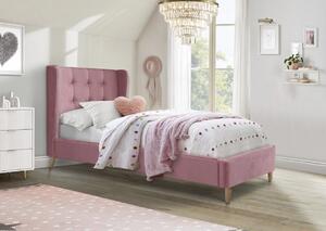 Letto Estella in velluto rosa - 90×200 cm