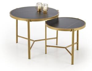 Set di 2 Tavolini da caffè Fatima effetto marmo nero/oro