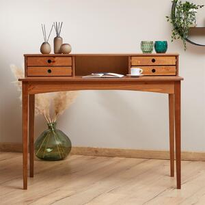 Scrivania MILANO con 4 cassetti e 1 ripiano, legno massiccio color castagno, lavorazione robusta Scrivania per PC con spazio di archiviazione per ufficio e ufficio domestico