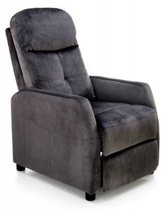 Poltrona reclinabile Felipe 2 in velluto nero - H103 cm