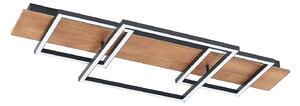 Lucande Plafoniera LED Chariska, 95 cm, nero, legno, CCT