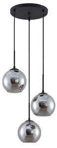 Lampada a sospensione Lindby Jurian, 32 cm, 3 luci, nero/fumo, vetro