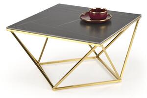 Tavolino da caffè Felicia effetto marmo nero/oro - L80 cm