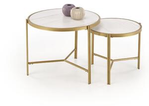 Set di 2 Tavolini da caffè Fatima effetto marmo bianco/oro