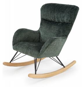 Poltrona a dondolo Castro in tessuto verde - H92 cm