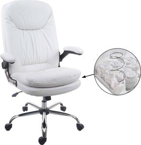 Sedia da ufficio HWC-F81, sedia da scrivania direzionale girevole, nucleo a molla in Pelle finta ~ bianco