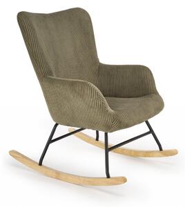 Poltrona a dondolo Belmiro in velluto oliva - H92 cm