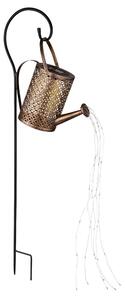 Lampada solare a LED, annaffiatoio, color oro, picchetto da giardino, altezza 85 cm