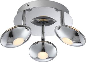 Lampada da soffitto a LED, 3 luci, cromata, finitura satinata, diametro 20 cm