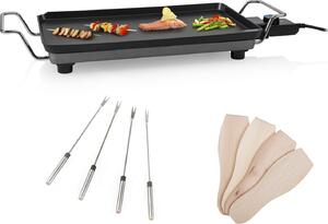Griglia da tavolo Teppanyaki con piastra da 46x26 cm e 4 forchette Teppanyaki, 2500 W
