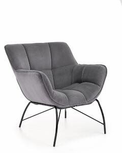 Poltrona Belton in velluto grigio H78 cm
