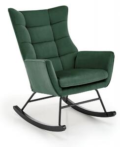 Poltrona a dondolo Bazalto in velluto verde - H92 cm