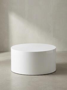 Tavolino MONOBLOC 60x60x30 cm bianco lucido, tavolo soggiorno design rotondo, tavolino divano semplice, tavolino moderno