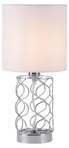 Lampada da tavolo, tessuto bianco, acciaio argentato, P 18 cm