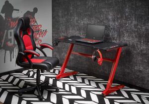 Scrivania B49 in nero/rosso - L122 cm