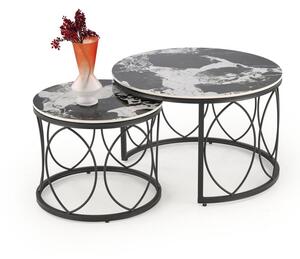 Set di 2 Tavolini da caffè Alexandra effetto marmo nero/nero