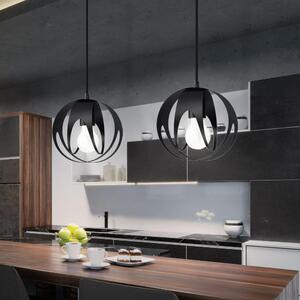 Lampada a sospensione, sfera, motivo in metallo, nero, D 16 cm