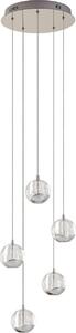 Lucande LED a sospensione Hayley, Ø 30 cm, 5 luci, cromo, vetro