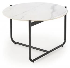 Tavolino da caffè Acuna effetto marmo bianco/nero - ø60/h40 cm