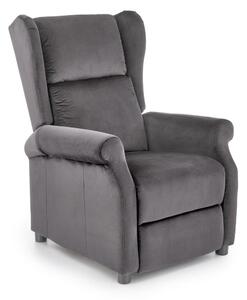 Poltrona reclinabile Agustin 2 in velluto grigio - H107 cm