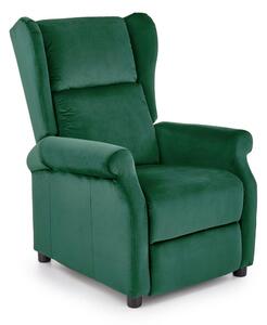 Poltrona reclinabile Agustin 2 in velluto verde - H107 cm